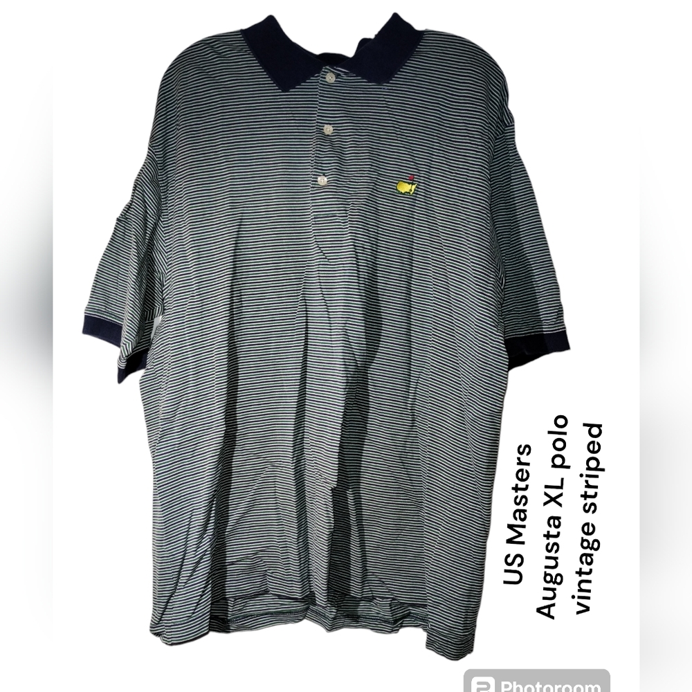 Vtg Golf Augusta National Shop Polo Shirt Striped XL Cotton US Masters Georgia